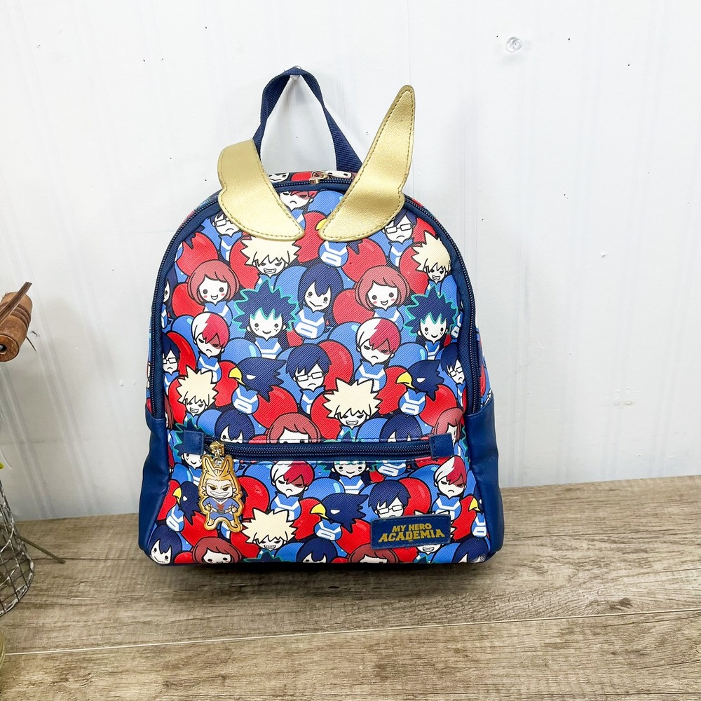 My Hero Academia All Over Print Mini Backpack Bioworld Chibi All Might Gold Ears